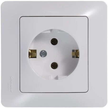 Розетка встраиваемая с заземлением (белый) Systeme Electric Glossa GSL000143