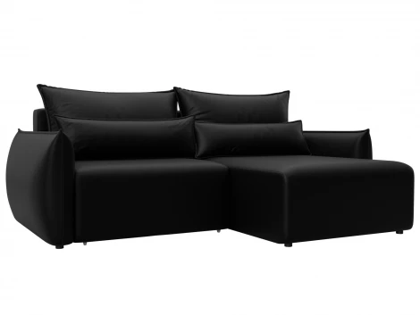 Диван угловой Лига-051 НПБ угол универсальный (ЛДСП,Брус,Фанера/Пластик/Экокожа/Черный) Лига Диванов 129888