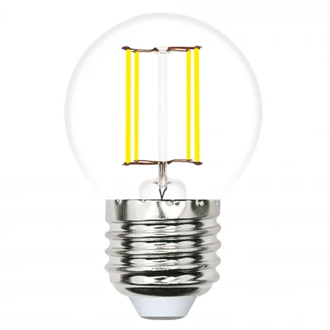 Лампа светодиодная, форма "шар", прозрачная, белый свет 4000K Volpe Optima Филамент LED-G45-5,5W/4000K/E27/CL/SLF