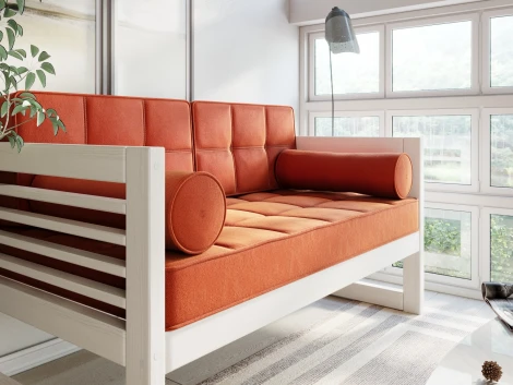 Диван Arsko прямой Сега М беленый дуб велюр оранжевый