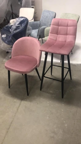 Барный стул M-City LECCO UF910-07 PINK, велюр