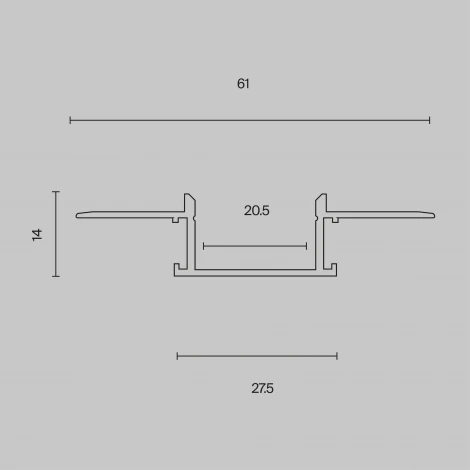 Алюминиевый профиль скрытого монтажа 61x14 Maytoni Led Strip ALM011S-2M