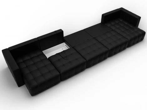 Диван П-образный Лига-052 НПБ МегаЛонг (ЛДСП,Брус,Фанера/Пластик/Экокожа/Черный) Лига Диванов 129924