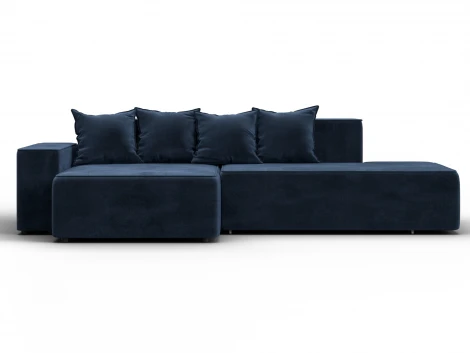 Диван угловой Лига-079 угол левый (ДСП/Пластик/Велюр/Синий) Лига Диванов 129822L