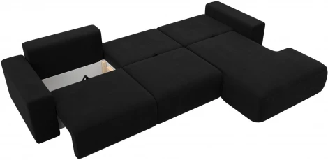 Диван угловой Лига-036 НПБ Классик Лонг правый угол (Черный/Микровельвет) Лига Диванов арт.121382