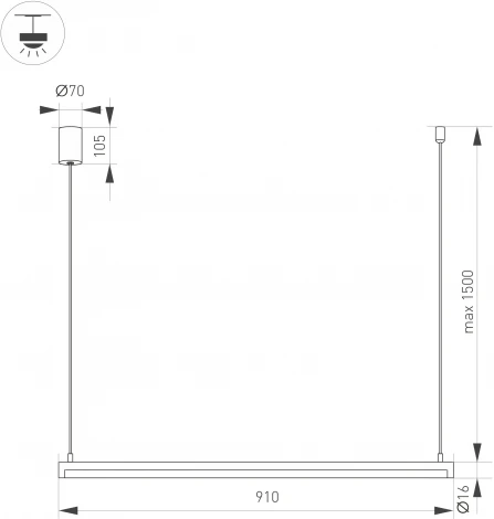 Подвесной светильник SP-UMBRA-HANG-H-L900-15W Warm3000 (BK, 120 deg, 230V) (Arlight, IP20 Металл) 036941(1) (LED, на проводе)