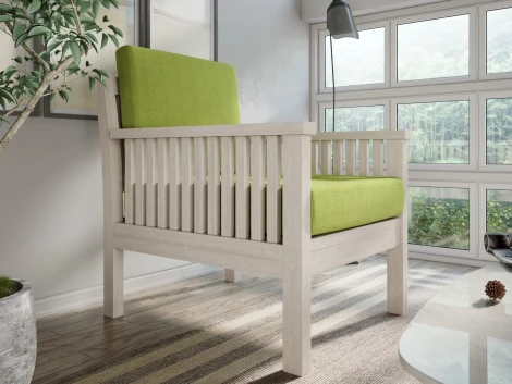 Кресло Arsko Норман беленый дуб зеленая рогожка