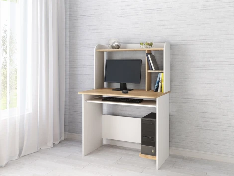 Стол компьютерный ТЭКС Грета-2, белый/дуб крафт