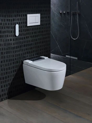 Унитаз подвесной Geberit AquaClean Sela 146.224.21.1 вставка глянцевый хром