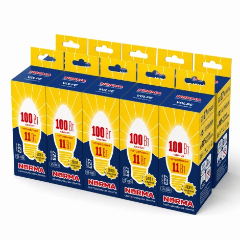 Лампочка светодиодная E27 11Вт Volpe NORMA LED-C37-11W/WW/E27/FR/NR SET10
