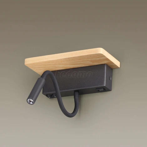 Настенный светильник с полкой на гибкой ножке для чтения с usb Odeon Light Woody 3868/8WL (LED, 220V, выключатель)
