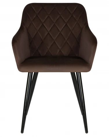 Стул обеденный ROBERT (черные матовые ножки, велюр V108-76 Горький шоколад)