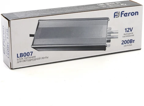 Трансформатор для светодиодной ленты 200W 12V IP67 (драйвер) Feron LB007 48061