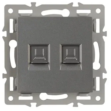Механизм компьютерной розетки двойной SCT-MPC2-PL-GR (RJ-45, CAT6) (Arlight) 045338