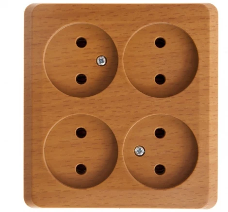 Розетка накладная четверная без заземления (бук) Systeme Electric Etude PA16-205T