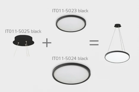 Потолочный светильник круглый Italline IT011-5023 black (LED, 220V, круглые, IP40)