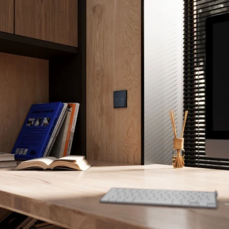 Выключатель встраиваемый Voltum S70 для жалюзи 10А, (графит)