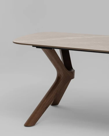 Стол обеденный Weatte 180х100 см керамика мокко мрамор шпон ореха Stool Group УТ000042608