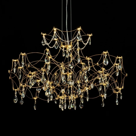 Подвесная люстра светодиодная хрустальная с пультом с регулировкой цветовой температуры Modelux MODELUX ML.7815.750P GD