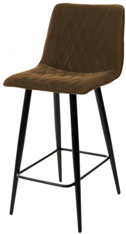 Полубарный стул Поль коричневый #11, велюр / черный каркас (H=66cm)