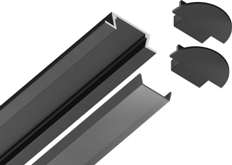 Алюминиевый профиль встраиваемый для светодиодной ленты до 11мм Ambrella Illumination GP1001BK/BK