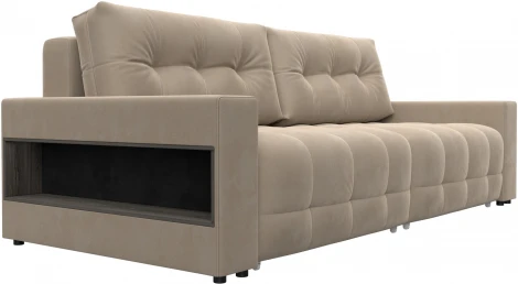 Диван прямой с полками Лига-053 НПБ Лига Диванов (Велюр) арт.128889