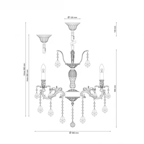 Подвесная люстра Lucia Tucci Barletta 122.6 cream white (220V, на цепи, подсвечник, свеча)