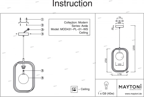 Подвесной светильник Maytoni Avola MOD431-PL-01-WS
