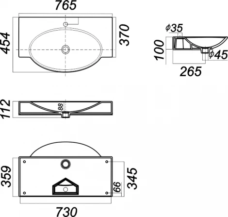 Раковина Sanita luxe Infinity76 F01 (уценка: царапина)