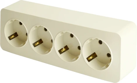 Розетка 4-х местная с заземлением (слоновая кость) Stekker София 49505