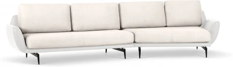 Диван Ispani угловой правый ОГОГО (арт.803485), (Экокожа,Ткань/Бежевый,Белый)