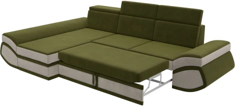 Диван угловой Лига-032 левый угол (Зеленый,Бежевый/Микровельвет) Лига Диванов арт.121653L