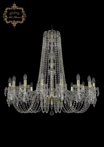 Подвесная большая люстра Art Classic 11.23 11.23.16.360.h-91.Gd.Dr (220V, хрусталь, на цепи, подсвечник, свеча)