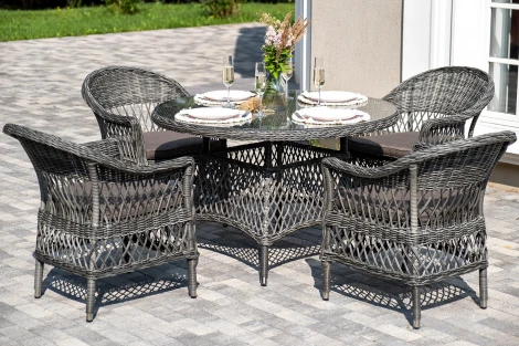 "Дольче" обеденная группа из искусственного ротанга, цвет графит 4SIS арт.УТ-00007673