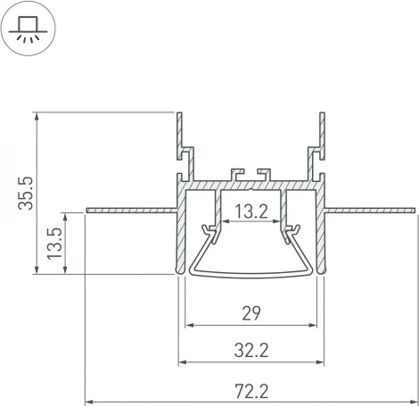 Профиль FOLED-CEIL-CENTER-3000 (Arlight, Алюминий) 044853