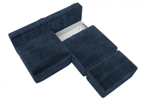 Диван прямой модульный с пуфом Лига-060 НПБ (ЛДСП,Брус,Фанера/Пластик/Велюр/Синий) Лига Диванов 129657