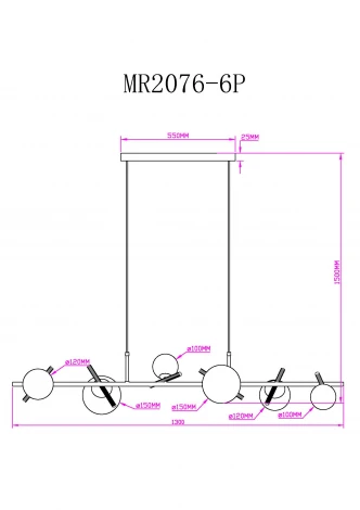 Подвесной светильник MyFar Francis MR2076-6P (220V, на проводе, шарики)