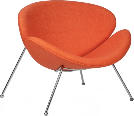 Кресло дизайнерское DOBRIN EMILY (оранжевая ткань AF, хромированная сталь) 72-LMO EMILY, цвет сиденья оранжевый (AF), основания сталь