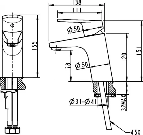 Смеситель Bravat Line F15299C-1 для раковины