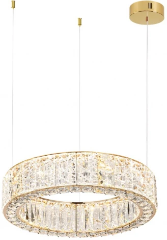 Подвесной светильник Odeon Light Version 5071/60L золото/прозрачный/металл/хрусталь/стекло LED 60W 3700K (220V, на тросе, кольцо)