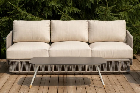 "Альбано" лаунж-зона 5-местная плетеная из роупа (веревки), каркас алюминиевый светло-серый, роуп серый меланж 4SIS ALBS3C2TJ-4-SET