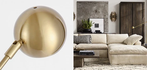 Торшер изогнутый Restoration Hardware ORBITER II Task Floor Brass ImperiumLoft Floor01 (345326-22)