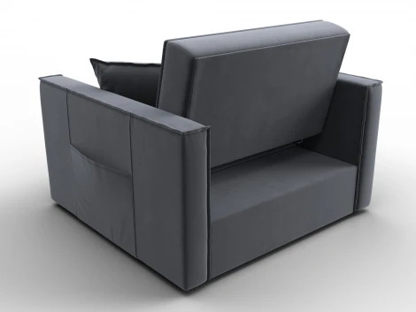 Кресло-кровать Лига-104 (80) (ЛДСП,Брус,Фанера,Велюр/Серый) Лига Диванов 134855