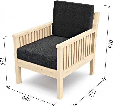 Кресло Arsko Норман сосна графитовая рогожка