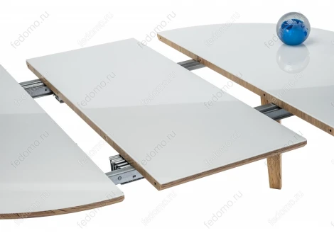 Стеклянный стол Woodville Семвэлл белый / дуб монтана 462080