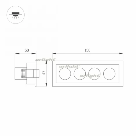 Светильник линейный встраиваемый LED MS-ORIENT-BUILT-TURN-TC-S67x150-10W Day4000 (WH-BK, 30 deg, 230V) (Arlight, IP20 Металл) 032229