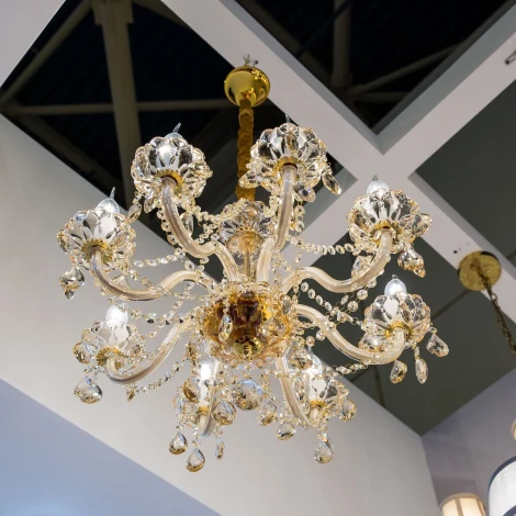 Подвесная люстра Favourite Brendy 1738-8P (220V, хрусталь, подвески, на цепи, подсвечник, свеча)