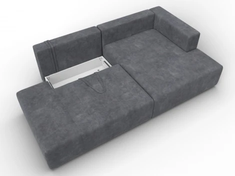 Диван угловой Лига-103 НПБ угол правый (ДСП,Брус,Фанера,Велюр/Темно-серый) Лига Диванов 134824