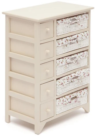 Комод с 5-ю корзинами и 5-ю ящиками Secret De Maison CABAS ( mod. 4323 ) butter white (слоновая кость) (дерево павловния, мдф)