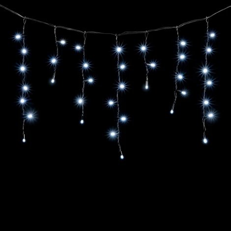 Гирлянда Бахрома с Колпачком 3,1 x 0,5 м Белая с Мерцанием Белого Диода 220В, 120 LED, Провод Черный ПВХ, IP65